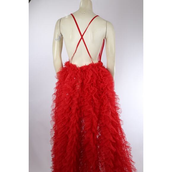 BRONX & BANCO Red Lace Maxi Dress Sleeveless Gown Size 2 Formal Evening - Picture 9 of 16